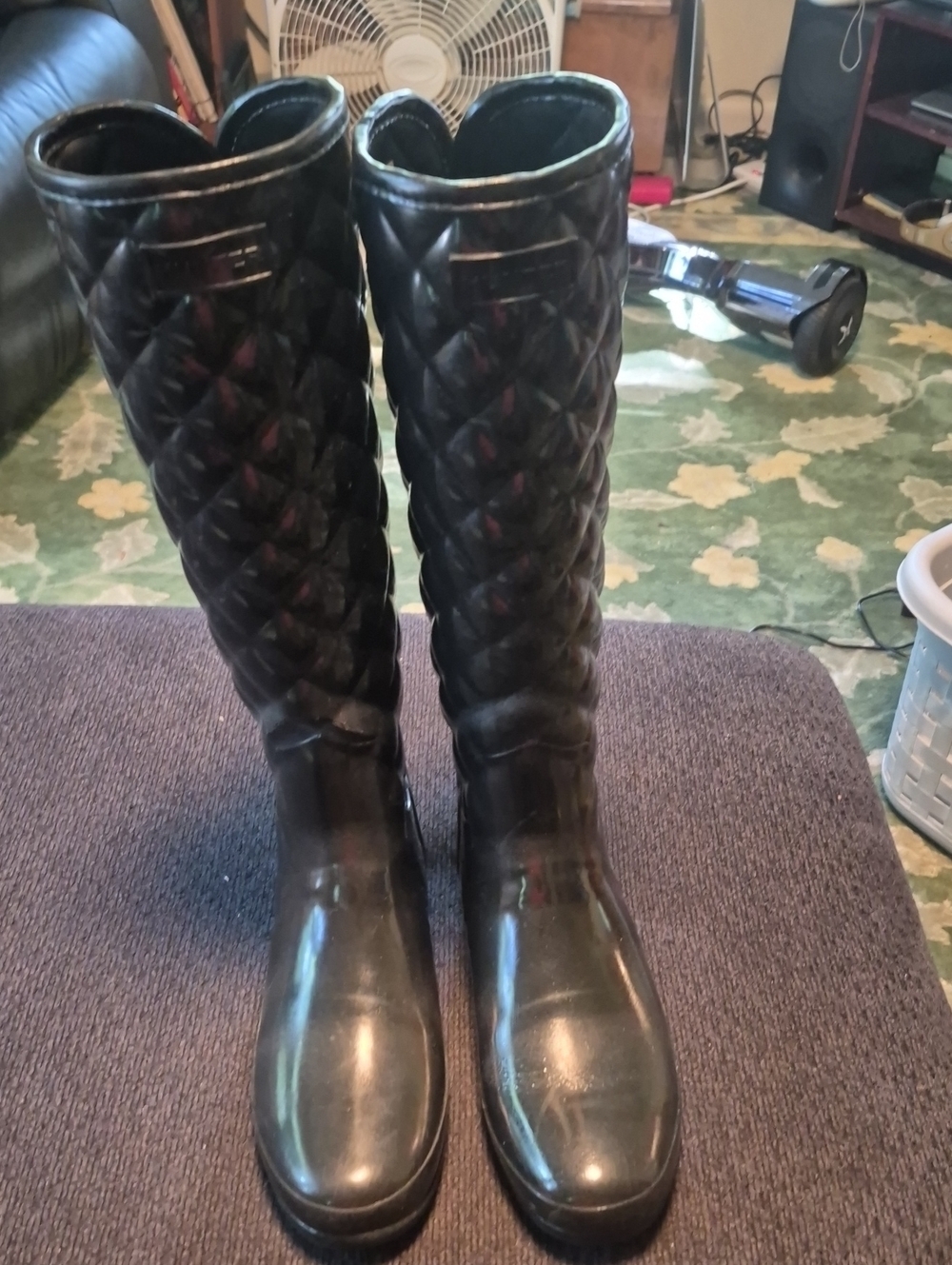 Hunter Black Quilted Tall Women's Rain Boots